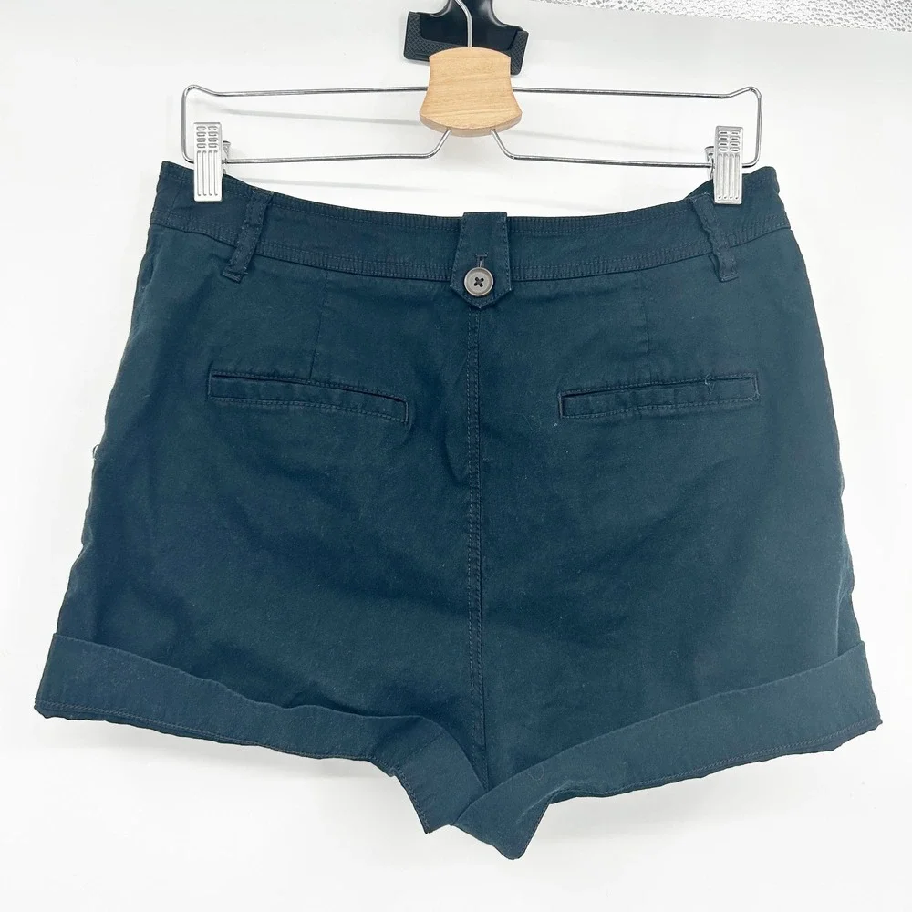 Maeve by Anthropologie Womens High Waisted Nautical‎ Utility Cuffed Shorts Black